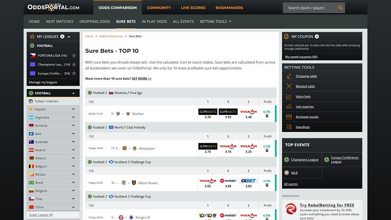 Surebety oddsportal.com