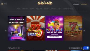 Náhled webových stránek online casina Grandwin