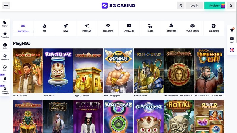 Slot machines at SG Casino