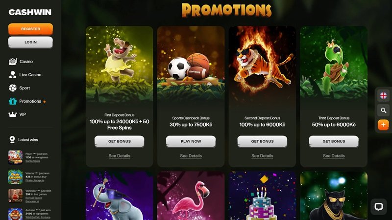 Página web del casino en línea CashWin