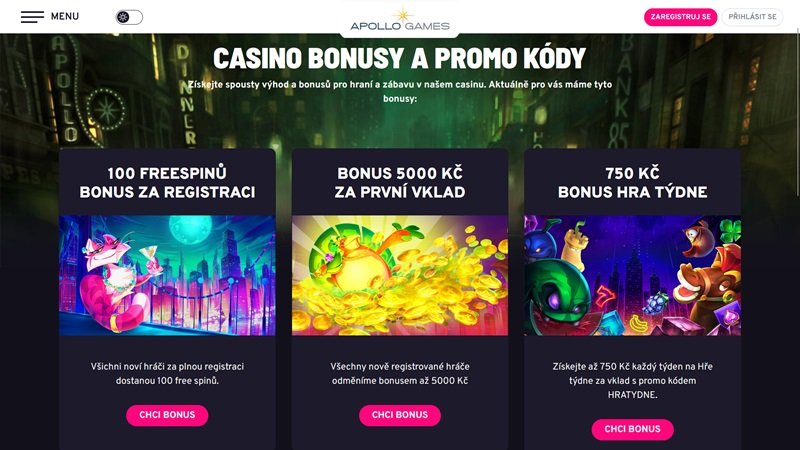 Bonusy v casinu Apollo Games