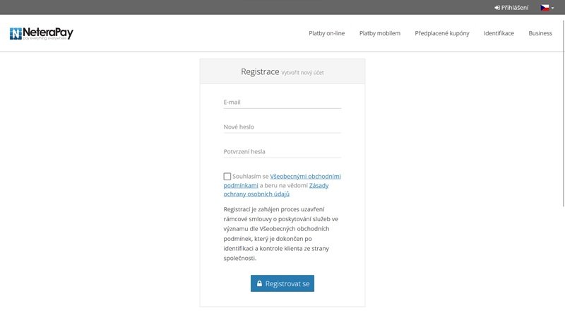 NeteraPay registration form