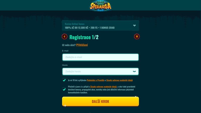 Spinanga casino registrace