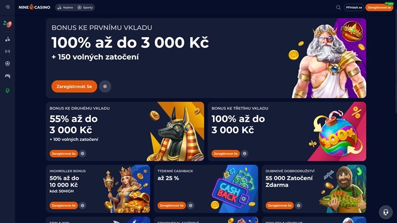 Bonusy v NineCasino