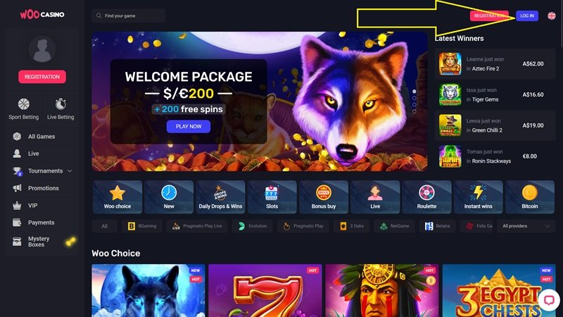 Woocasino přihlášení