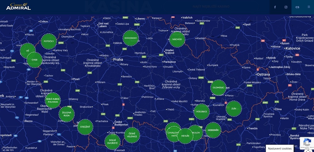 Mapa s kasiny Admiral