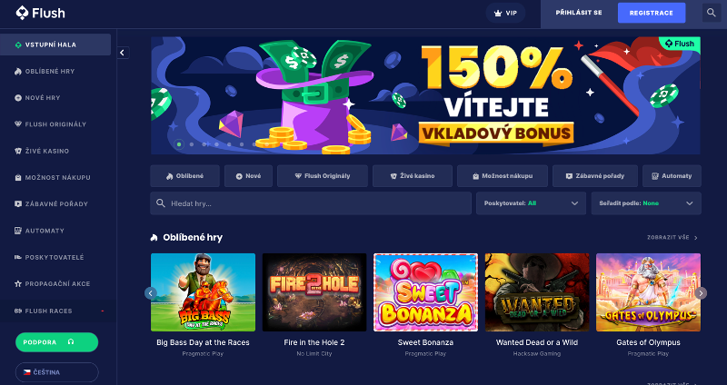 Webové stránky online casina Flush