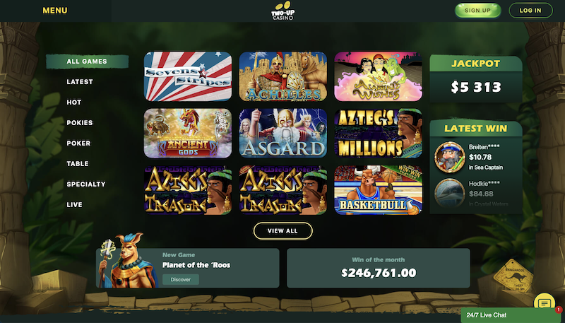 Nabídka her v online casinu Two-Up Casino