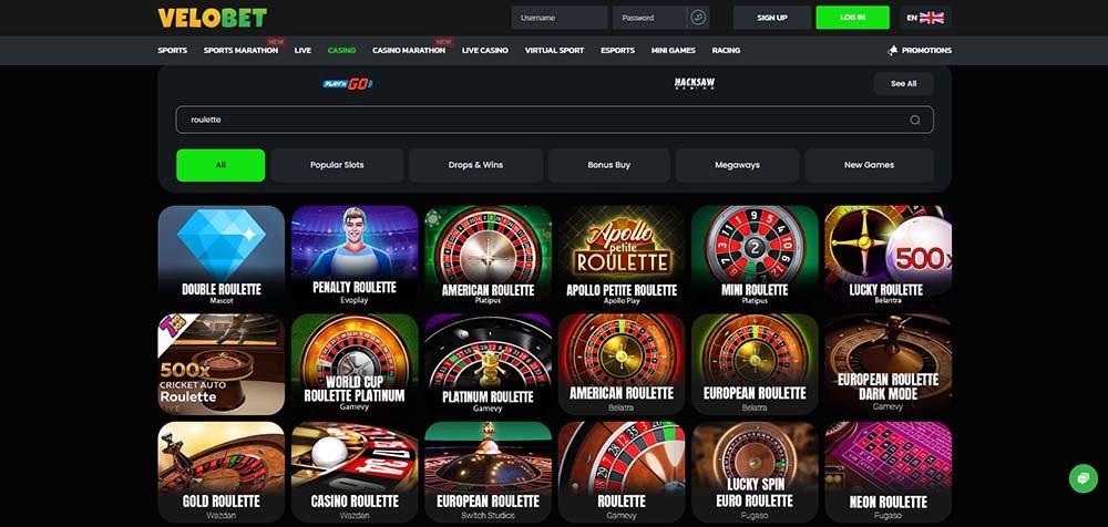 Velobet ruleta