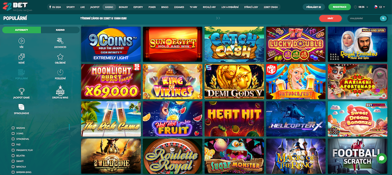 Casino 22BET disponuje opravdu širokou nabídkou her 