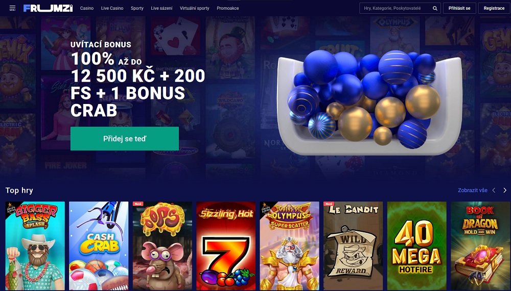 Preview of Frumzi online casino with a wide selection of games, bonuses, and promotions
