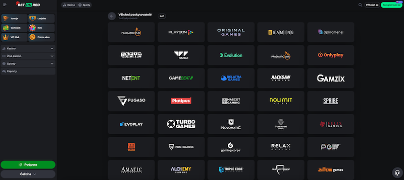 Game developers in the online casino BetOnRed