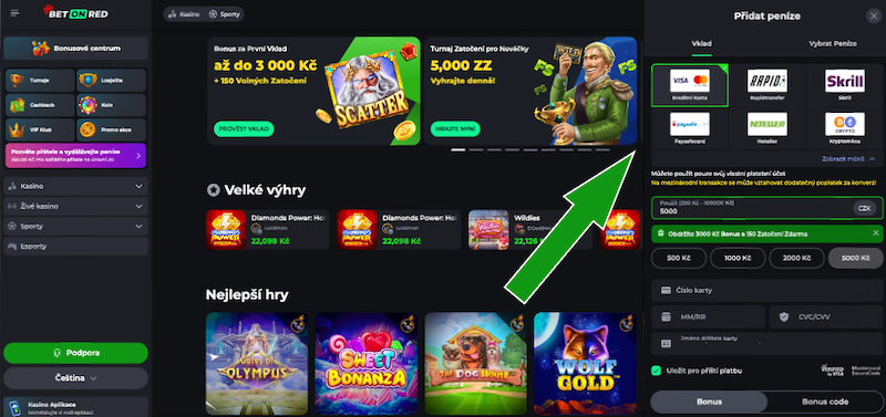 Platebních metod pro vklady i výběry je v BetOnRed hned několik