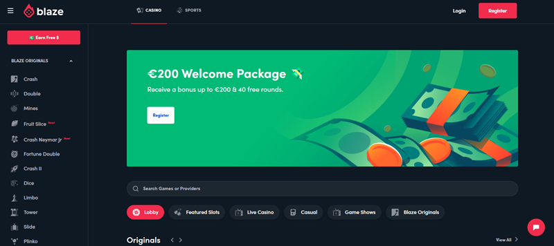 Blaze casino úvodní strana