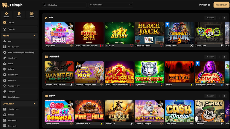 Nabídka her v online casinu Fairspin