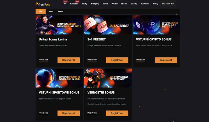 Bonusy v online casinu Freshbet
