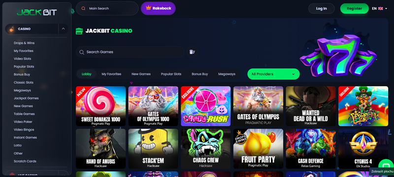 Jackbit casino úvodní strana