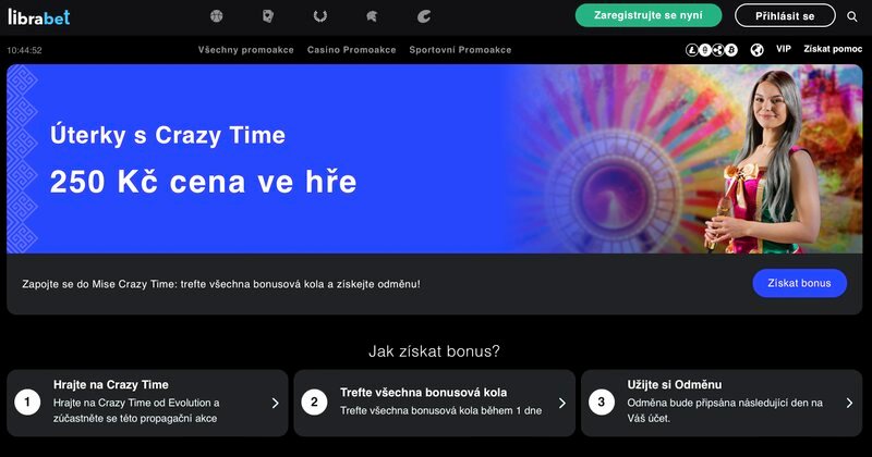 Promoakce Úterky s Crazy Time v casinu LibraBet