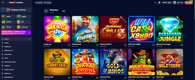 Hry od herního vývojáře BGaming v casinu NineCasino