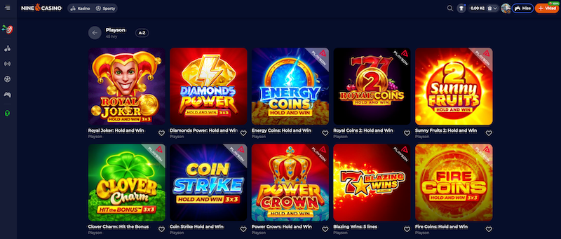 Hry od herního vývojáře Playson v online casinu NineCasino