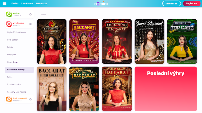Players at Nomini Casino can enjoy the popular card game baccarat