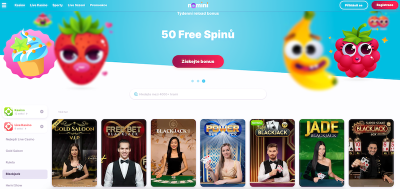 The blackjack offer at Nomini online casino is really wide