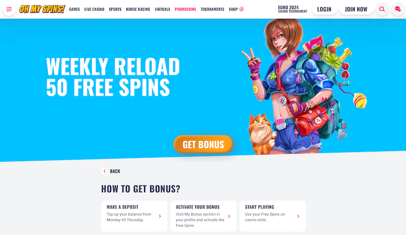 Free spiny v casinu Oh My Spins
