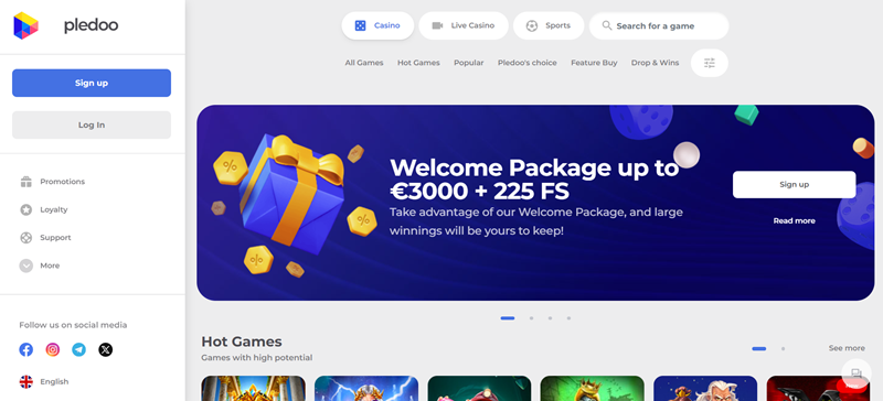 Pleedo casino hlavní stránka