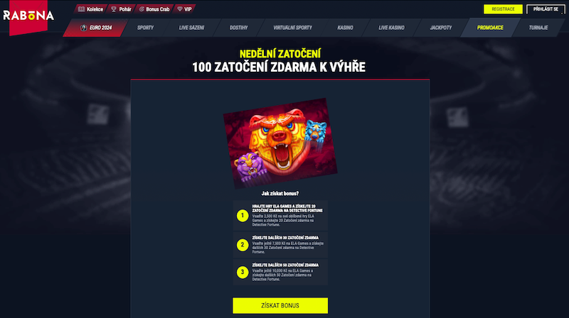 Bonus Nedělní zatočení v online casinu Rabona