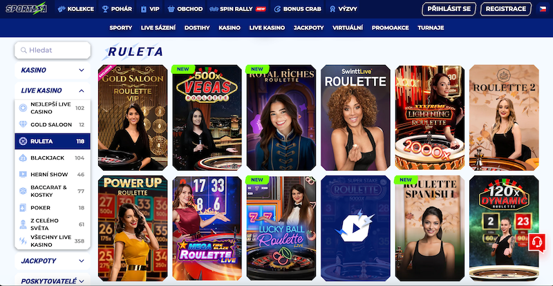 Casino Sportaza nabízí mnoho variant populární rulety
