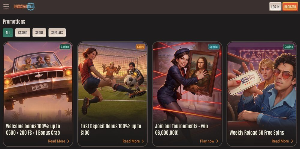 Neon54 bonuses