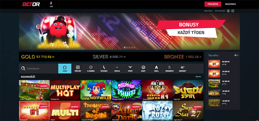 Betor casino bonusy [Přehled TOP bonusů]