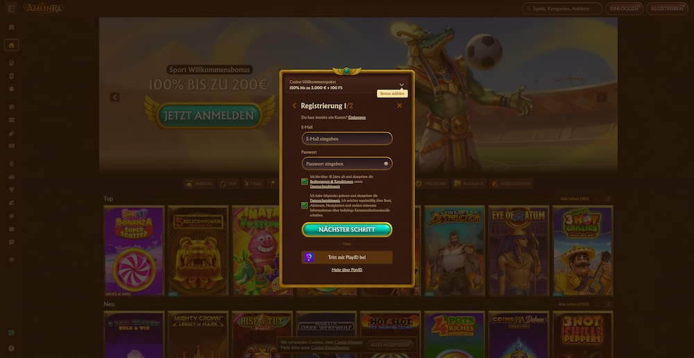 AmunRa Registrierung