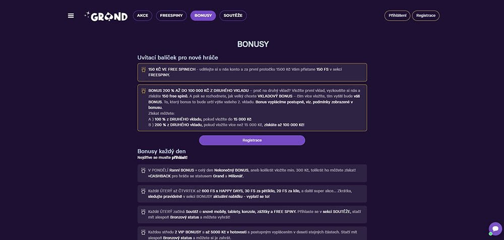 Grandwin bonusy [Přehled TOP bonusů]