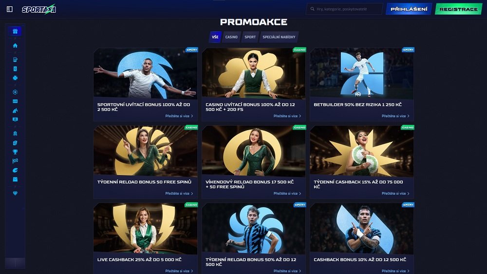 Náhled štědré nabídky bonusů pro nové i stávající hráče ve Sportaza