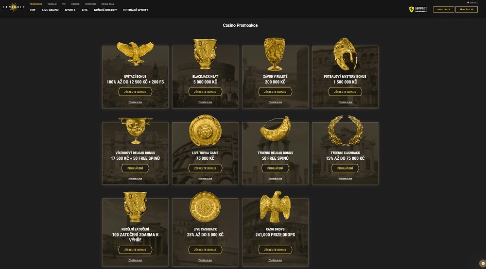 Náhled bonusů a promoakcí online casina a sázkové kanceláře Casinoly