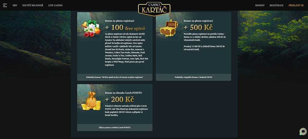 Casino Kartáč bonusy [Přehled TOP bonusů]