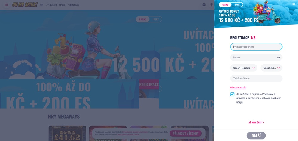 Oh My Spins registrace