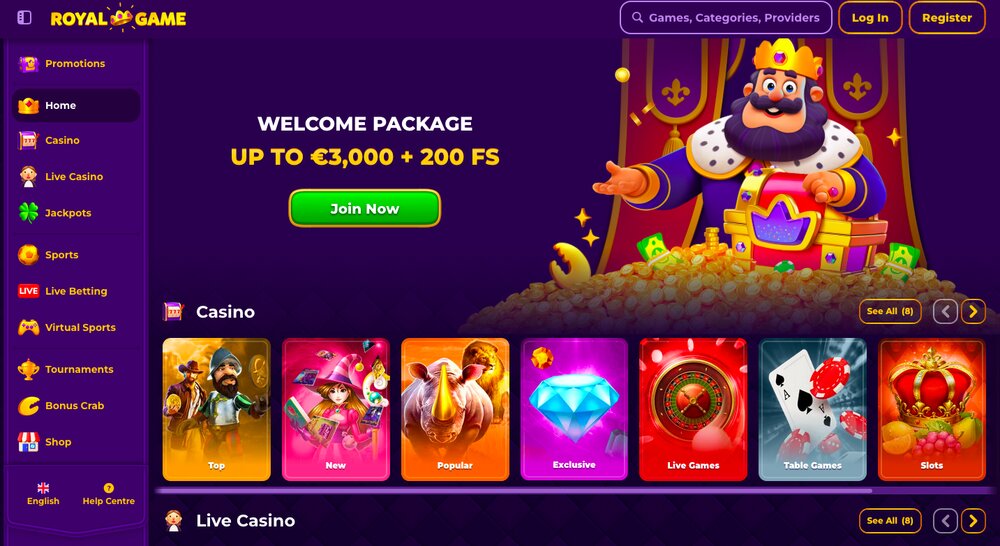 Royal Game homepage