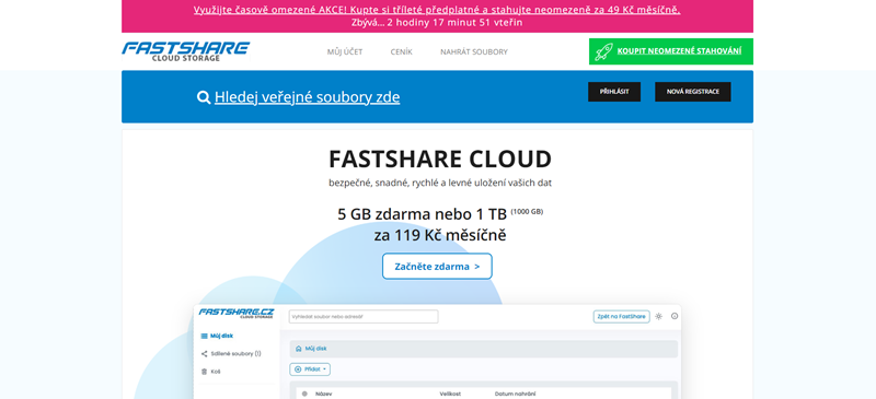 Fastshare úvodní strana