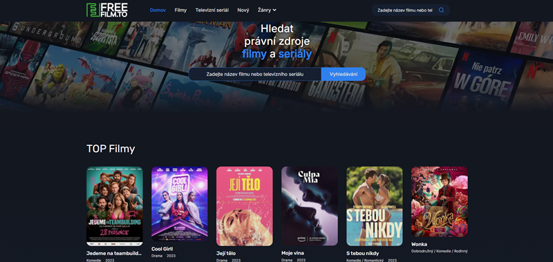 Freefilm úvodní strana