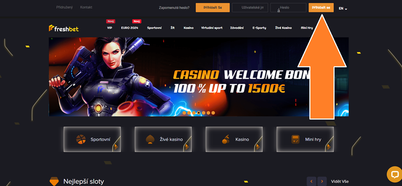 Freshbet přihlášení úvodní strana