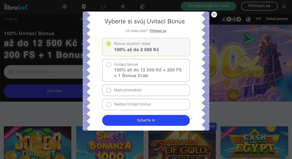 Registrace v LibraBet
