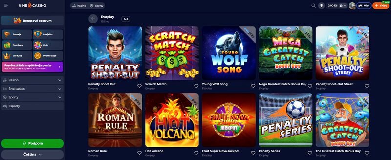 Hry od vývojáře Evoplay v casinu NineCasino