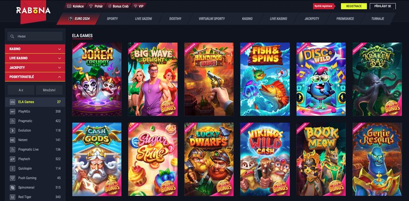Hry od ELA Games v casinu Rabona