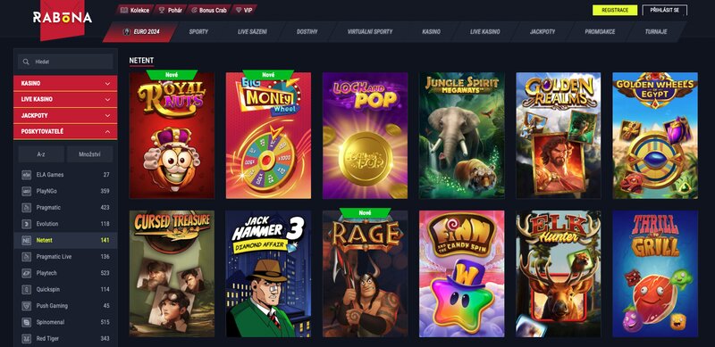 Hry od herního vývojáře NetEnt v casinu Rabona