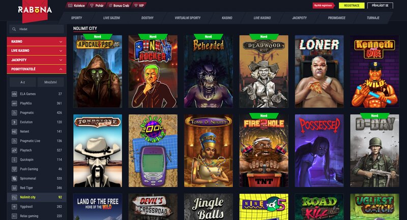 Hry od Nolimit City v casinu Rabona