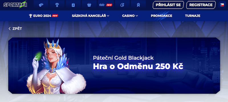 Promoakce Páteční Gold Blackjack v casinu Sportaza
