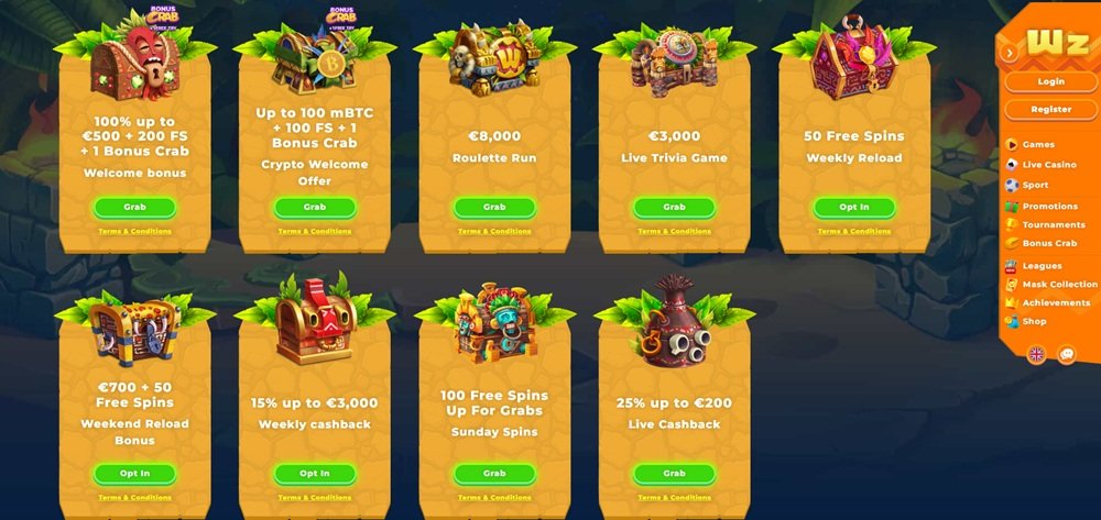 Wazamba bonuses