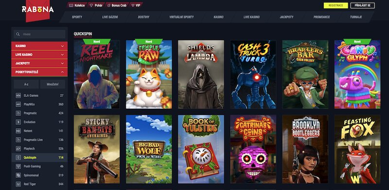 Hry od Quickspin v casinu Rabona